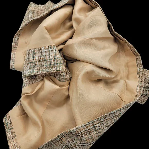 Vintage Silk Womens Tweed Blazer Jacket With Button Front & Pockets Size 16 - Picture 11 of 11